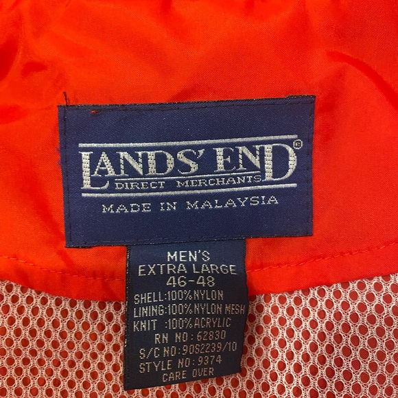 Bright red/orange men’s XL Lands End windbreaker/raincoat - Picture 3 of 4